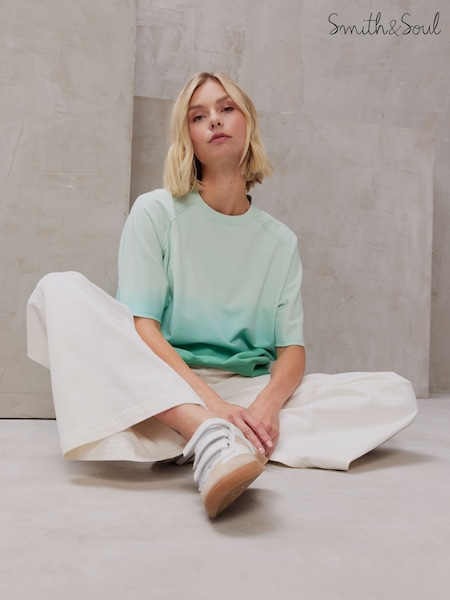 Smith & Soul Green Short Sleeve Dip Dye Sweatshirt (W31719) | 4,746 UAH