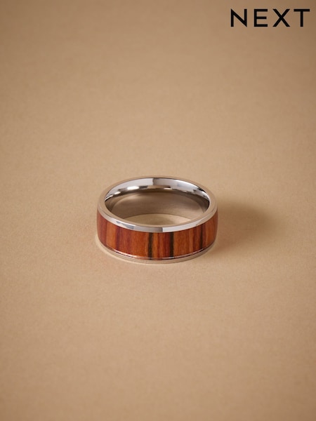Silver Tone Stainless Steel Band Detail Ring (W31738) | € 19