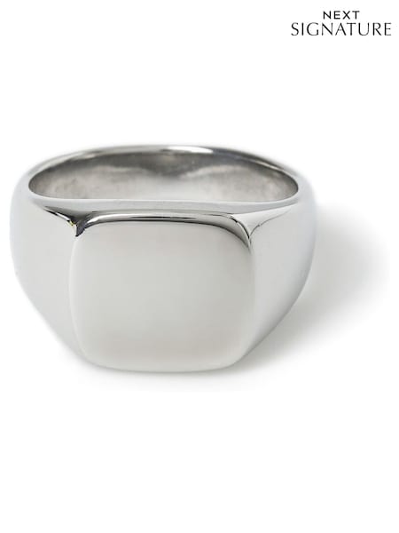 Silver Stainless Steel Signet Ring (W31743) | €21