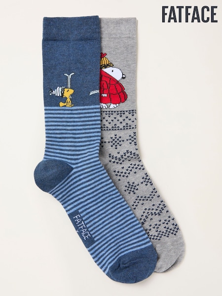 FatFace Navy 2 Pairs of Mens Snoopy Socks (W31755) | R$ 120