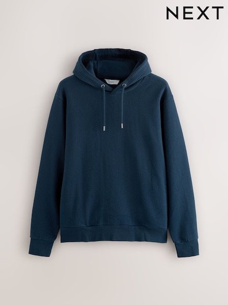 Navy Blue Linear Texture Hoodie (W31779) | €43