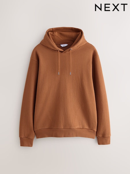 Chestnut Brown Linear Texture Hoodie (W31783) | €48