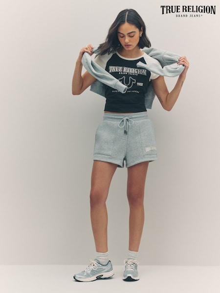 True Religion Heather Grey Patched Lounge Shorts (W31797) | €87