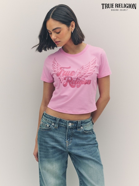 True Religion Prism Pink Crystal Wing Short Sleeve Baby T-Shirt (W31815) | €58