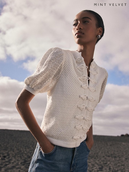 Mint Velvet White Blend Knit Top (W31825) | €126