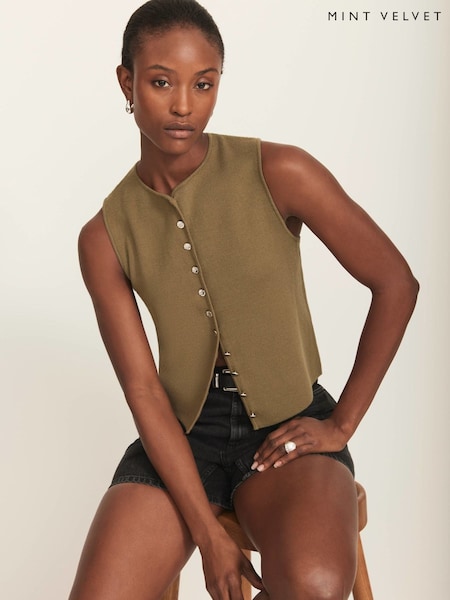 Mint Velvet Knit Minimalist Waistcoat (W31859) | ‏448‏₪