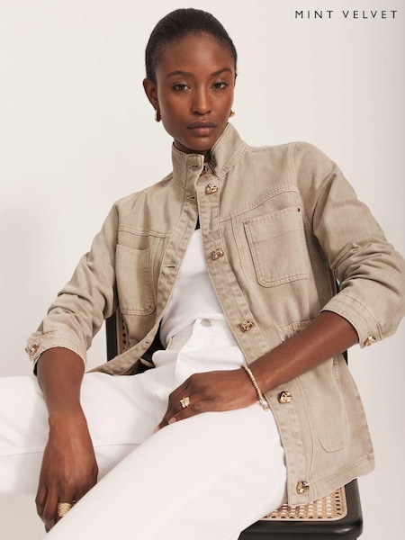 Mint Velvet Washed Utility Denim 100% Cotton Jacket (W31864) | €179