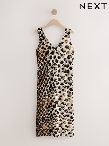 Brown Midi Slip Summer Dress (W31899) | R$ 295