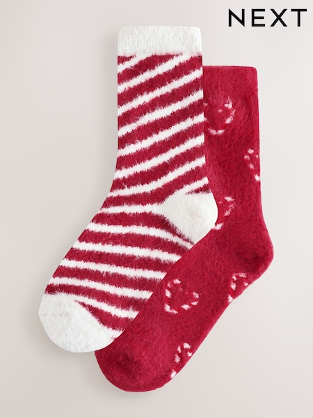 Red Candycane/Stripe - Superhairy Cosy Socks 2 Pack (W31903) | 15 €