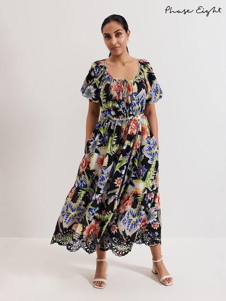 Phase Eight Black Petite Asa 100% Cotton Dress (W31922) | €197
