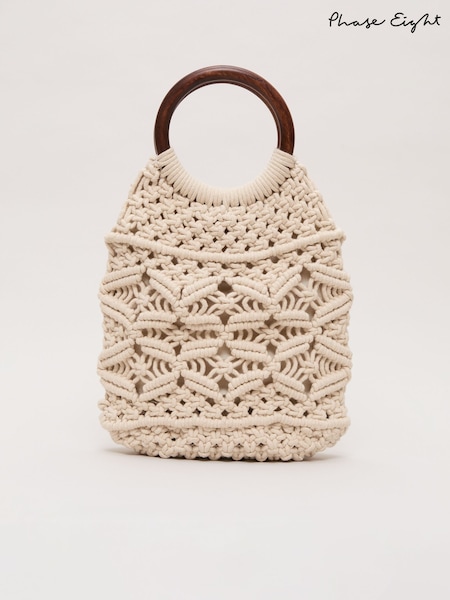 Phase Eight White Macrame Bucket Bag (W31929) | €75