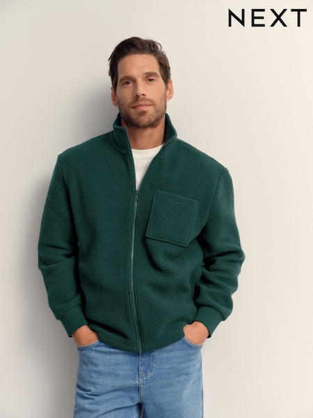 Dark Green Zip Through Fleece (W31952) | €44