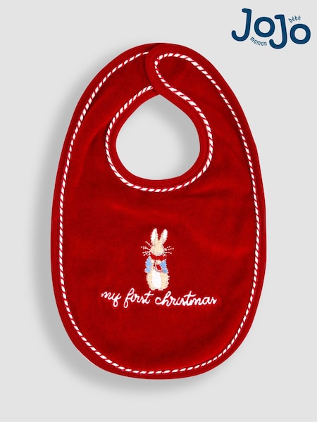 JoJo Maman Bébé Red My First Christmas Velour Bib (W31984) | AED47