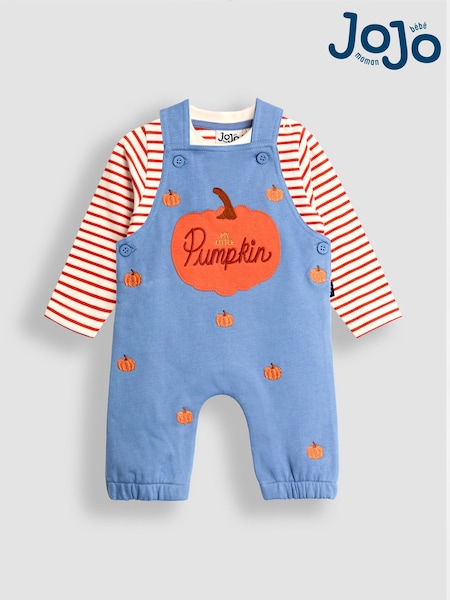 JoJo Maman Bébé Light Blue 2-Piece Construction Dungarees & Top Set (W31991) | €36.50 - €38