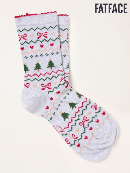 FatFace Grey Christmas Fairisle Socks (W32030) | € 12