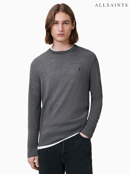 AllSaints Monument Grey Mode Merino Crew Jumper (W32102) | €150