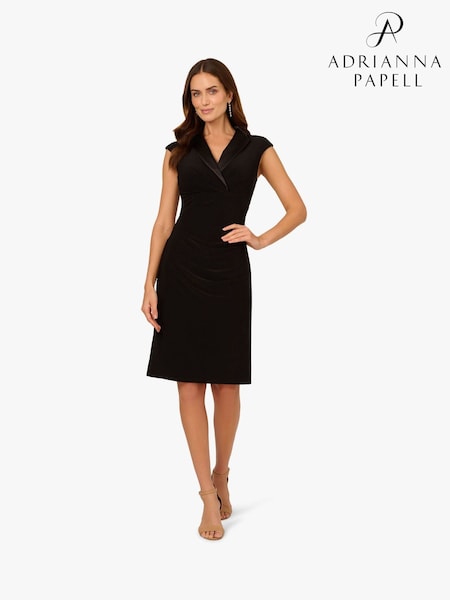 Adrianna Papell Jersey Tuxedo Black Dress (W32117) | €178