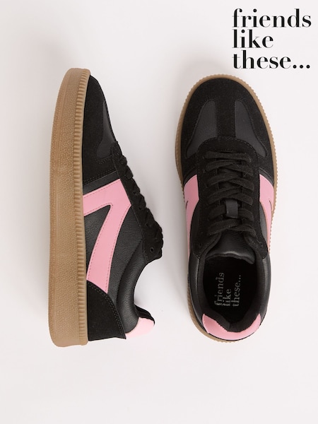 Friends Like These Black Standard Fit Lace-Up Retro Gumsole Sports Trainers (W32122) | €46