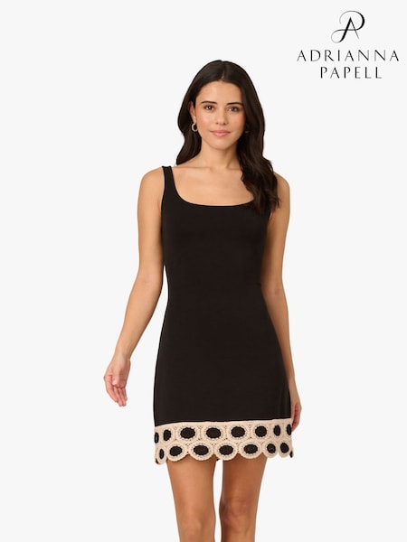 Adrianna by Adrianna Papell Mini Crochet Black Dress (W32123) | €184