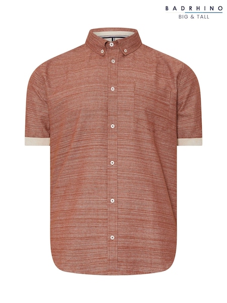 BadRhino Big & Tall Brown 100% Cotton Slub Shirt (W32131) | ₪166