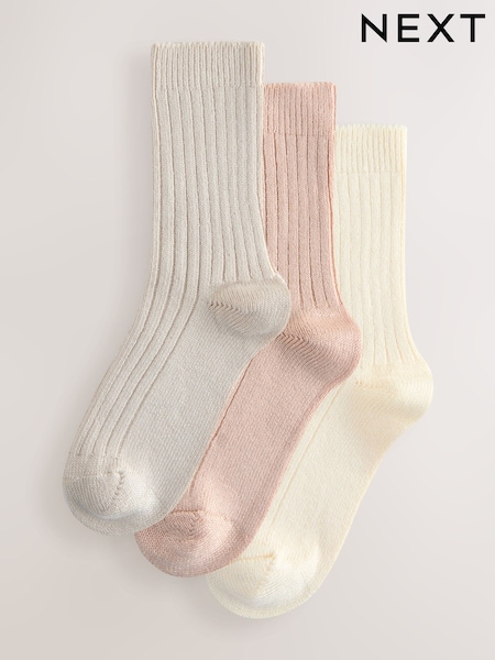 Neutral Warm Handle Ribbed Ankle Socks 3 Pack (W32150) | €20