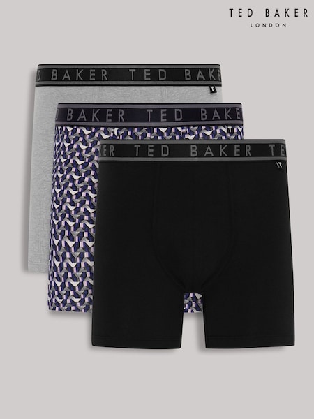 Ted Baker Grey Heather Retro Geo Boxer Briefs 3 Pack (W32176) | €56
