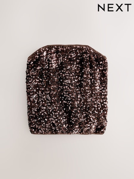Chocolate Brown Sequin Velvet Bandeau Top (W32188) | €33.50