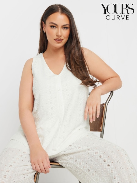 Valkoinen - Yours Curve Co-Ord Broderie anglise Liivi (W32213) | €38