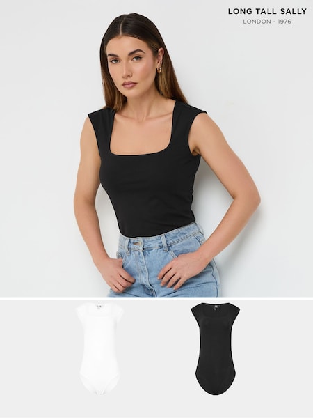 Long Tall Sally Black Sleeveless Square Neck Body Tops 2 Pack (W32218) | €42