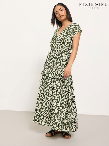 PixieGirl Petite Abstract Wrap Front Dress (W32224) | 290 LEI