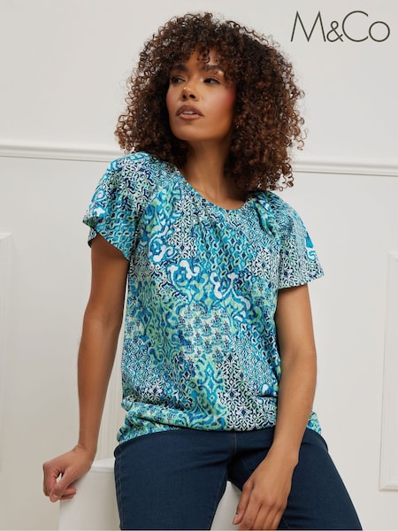 Luonnollinen - M&Co Boho- 100% Cotton T-paita (W32227) | €32