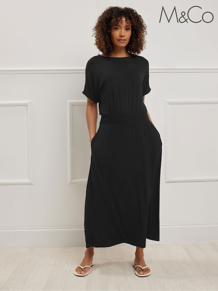 M&Co Black Grown On Sleeve Maxi Dress (W32230) | €48