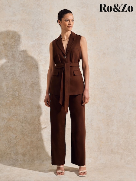 Ro&Zo Brown Petite Blend Waistcoat (W32257) | €118