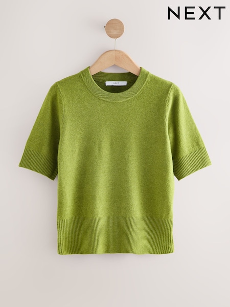 Green Super Soft Short Sleeve Knitted Top (W32345) | €20