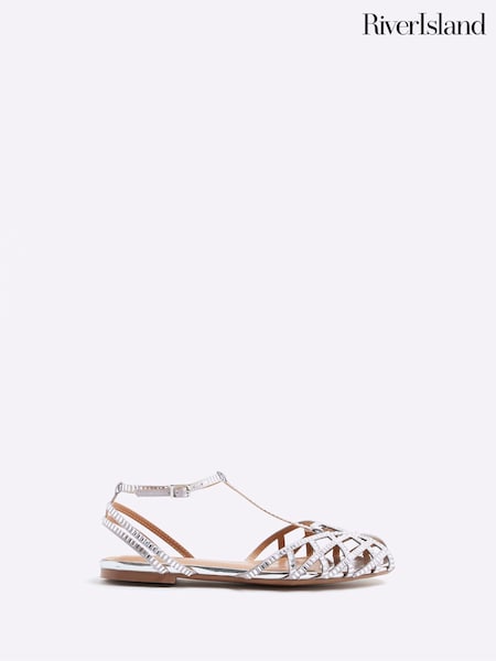 River Island Silver Caged Diamante Sandals (W32348) | R$ 375