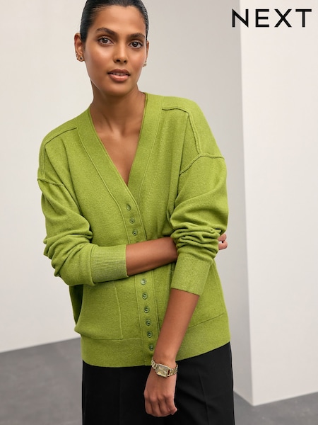 Green Supersoft V-Neck Cardigan With Pockets (W32349) | €38