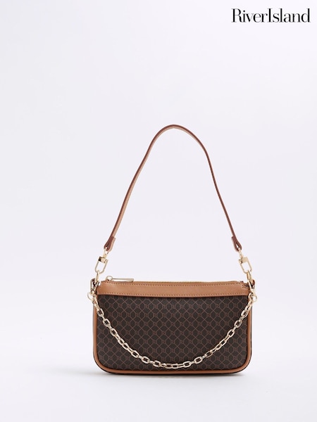 River Island Tan Brown Monogram Shoulder Bag (W32353) | 1,322 UAH