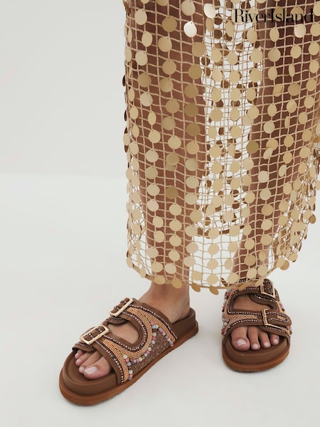 River Island Embellished Footbed Sandals (W32367) | 492 LEI