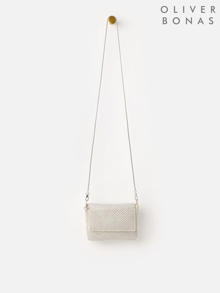 Oliver Bonas Jodie Gem and Pearl Chain Mail Clutch Bag (W32413) | €76