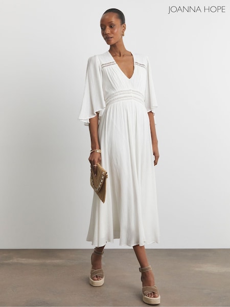 Joanna Hope Crinkle White Dress With Details (W32465) | 708 LEI