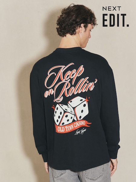 Black EDIT Long Sleeve Graphic T-Shirt (W32490) | €33