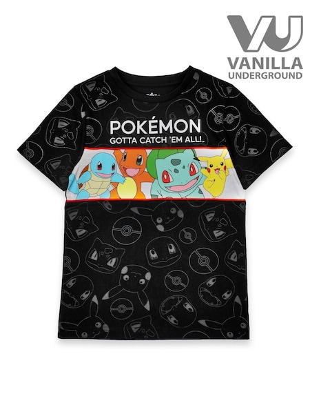 Vanilla Underground Black Boys 100% Cotton Pokemon Short Sleeved T-Shirt (W32510) | AED102