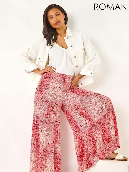 Roman Tile Tiered Palazzo Trousers (W32545) | 64 €