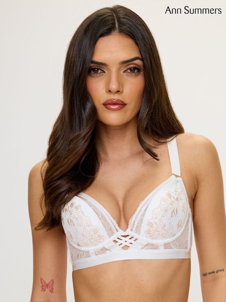 Ann Summers White Mirage Foiled Lace Padded Plunge Bra (W32571) | €45