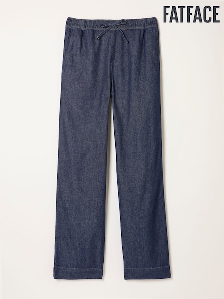 Denim Dark Blue Ashby Straight Leg Drawstring Jeans (W32602) | AED320