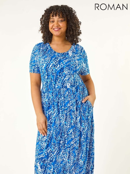 Roman Blue Curve Spot Print Stretch Dress (W32609) | €60