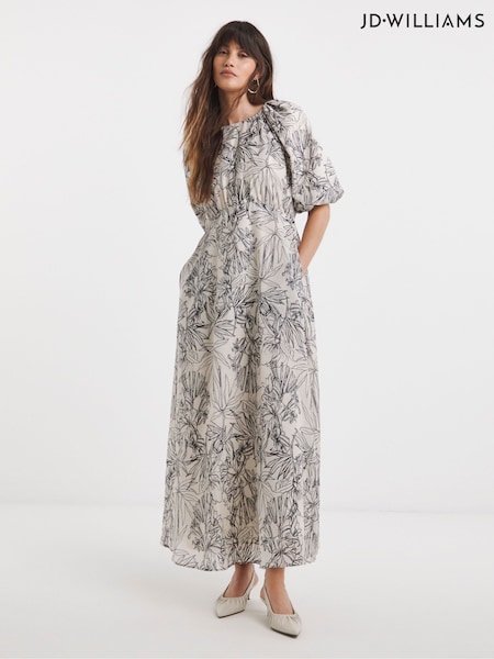 JD Williams Grey Voile Bubble Sleeve Dress (W32710) | €69