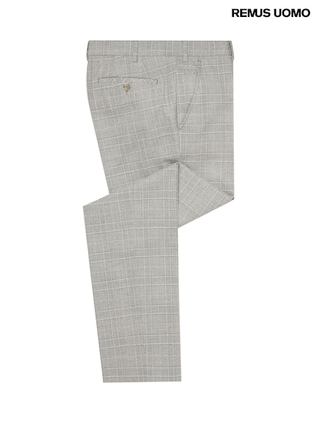 Remus Uomo Slim Leg Checked Stretch Formal Trousers (W32822) | €106