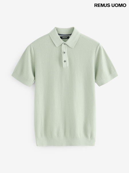 Remus Uomo Green Slim Fit 100% Cotton Interest Fabric Polo Shirt (W32832) | €107