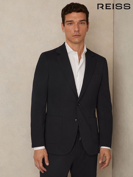 Reiss Navy Gerrard Slim-Fit Single-Breasted Jersey Suit Blazer (W32857) | 1,823 QAR